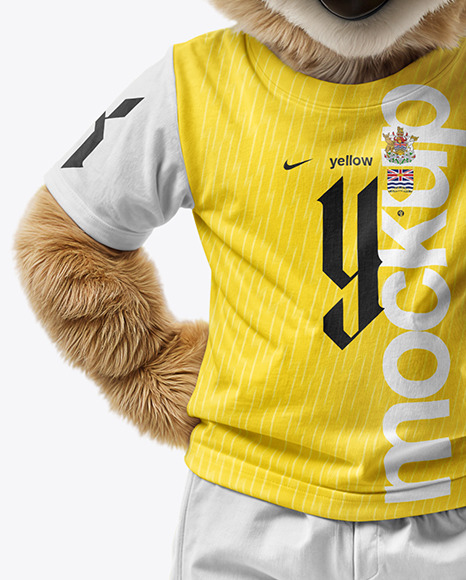 Sports Mascot Dog Wearing a T-Shirt and Shorts Mockup