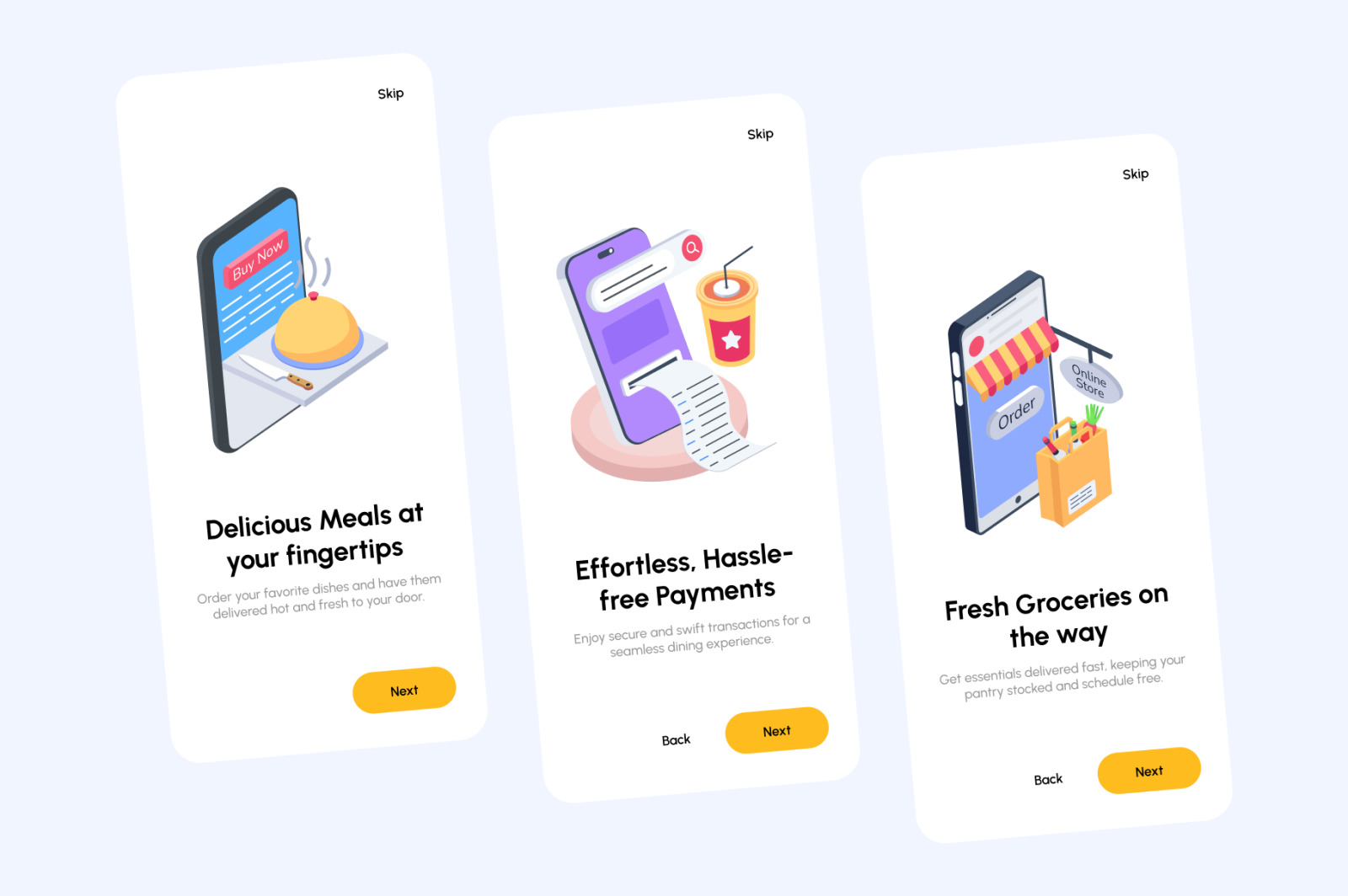 Food Delivery Isometric Icons Food Delivery Isometric Icons