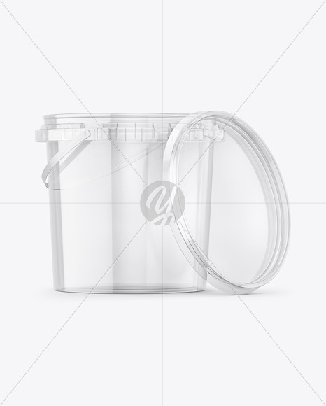 Clear Plastic Bucket with Handle Mockup