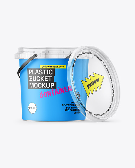 Clear Plastic Bucket with Handle Mockup