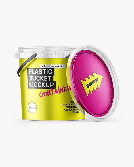 Clear Plastic Bucket with Handle Mockup