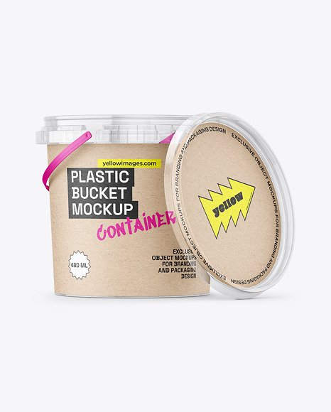 Clear Plastic Bucket with Handle Mockup