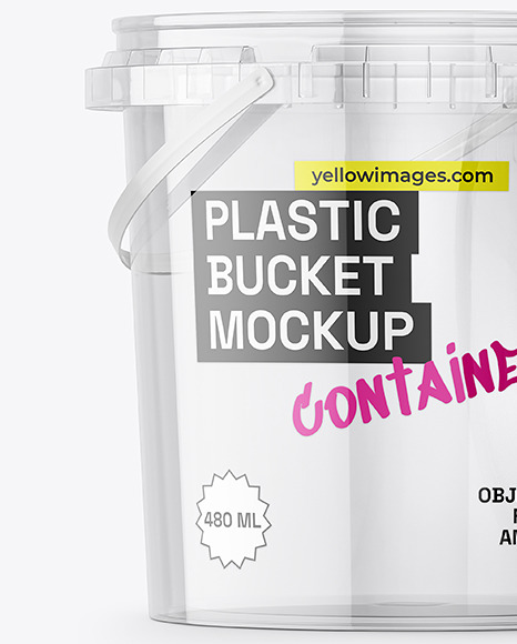 Clear Plastic Bucket with Handle Mockup