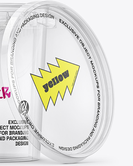 Clear Plastic Bucket with Handle Mockup