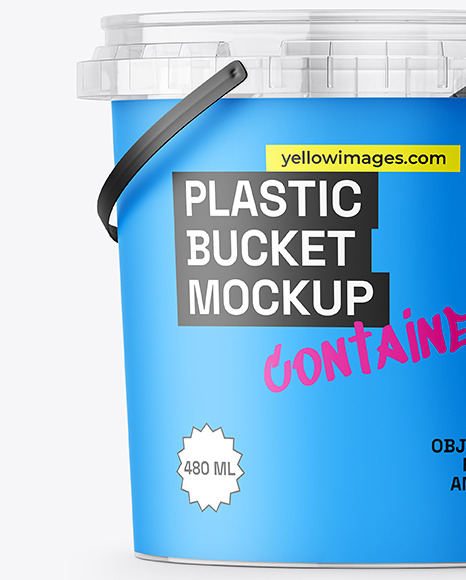 Clear Plastic Bucket with Handle Mockup