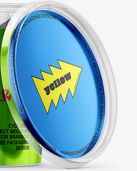 Clear Plastic Bucket with Handle Mockup