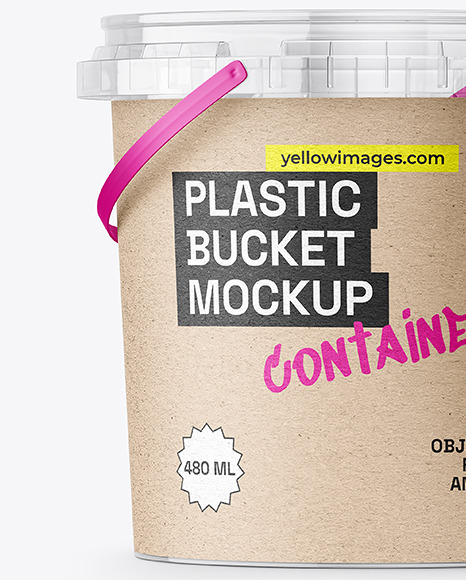 Clear Plastic Bucket with Handle Mockup