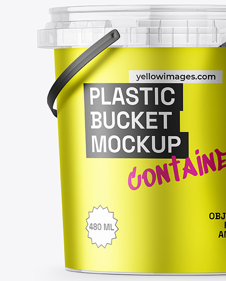 Clear Plastic Bucket with Handle Mockup