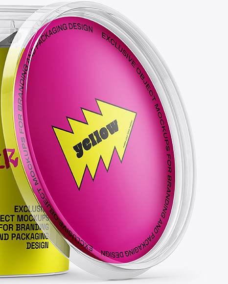Clear Plastic Bucket with Handle Mockup