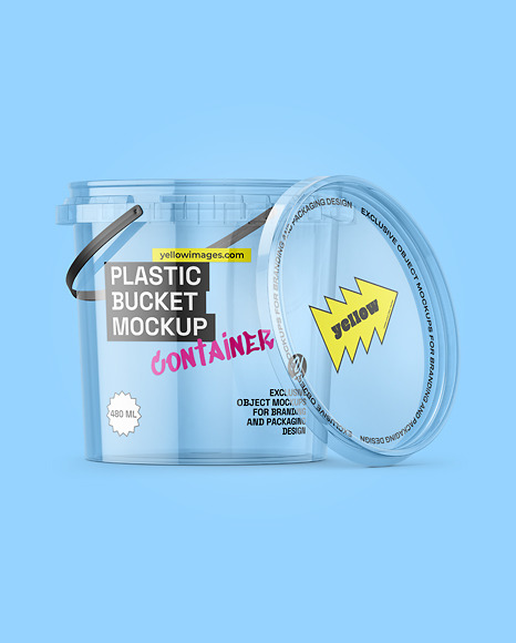 Clear Plastic Bucket with Handle Mockup