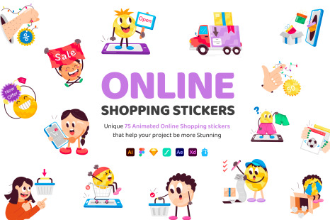 Animated Online Shopping Stickers - Shopping payment