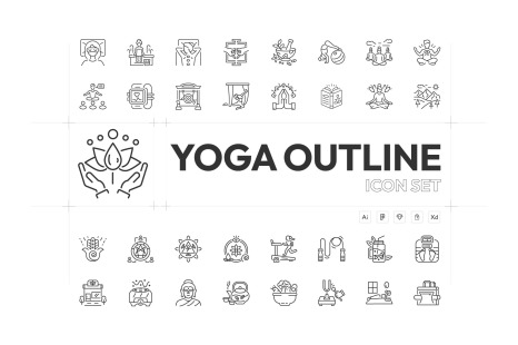 Animated Yoga Icons - Line animation