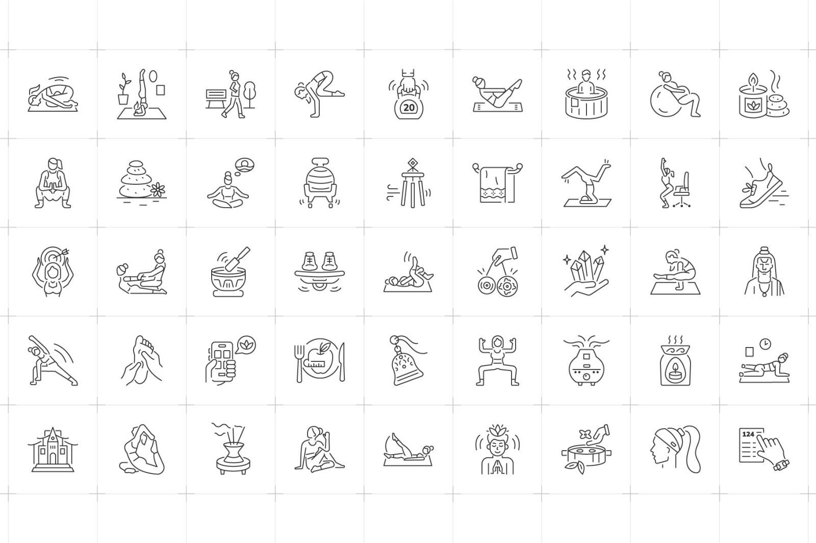 Yoga and Meditation Icon Set Yoga and Meditation Icon Set