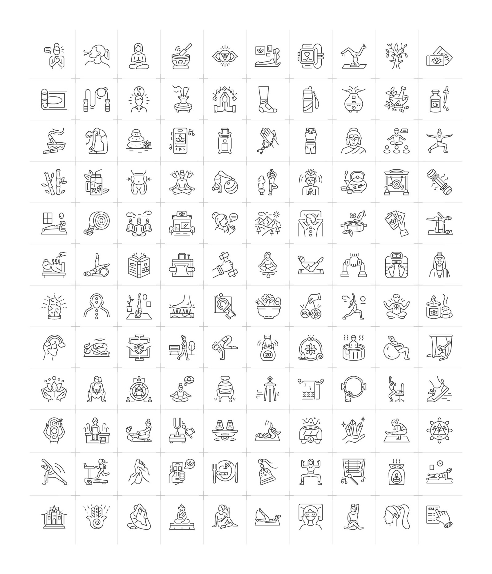 Yoga and Meditation Icon Set Yoga and Meditation Icon Set