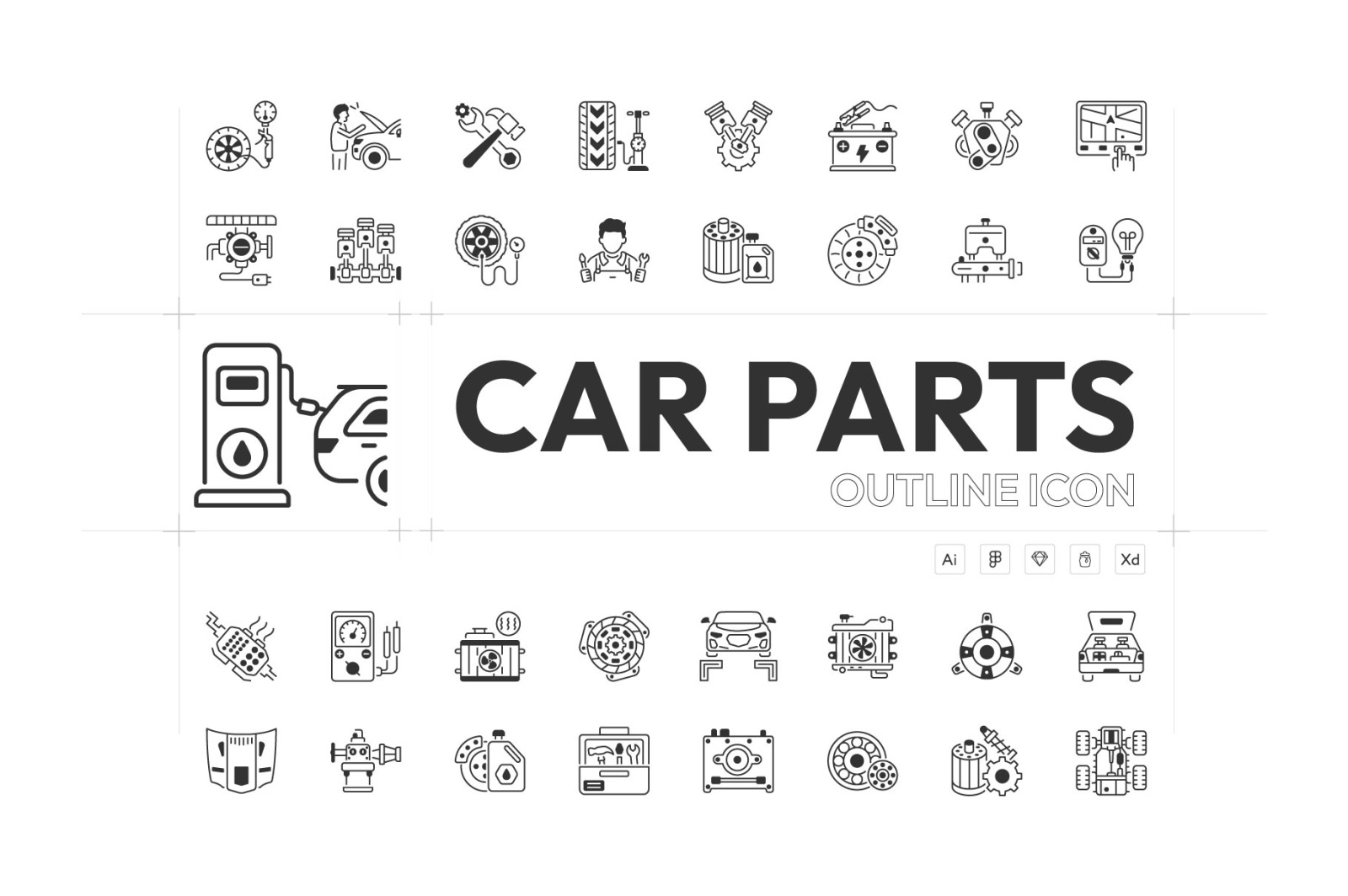 Car Mechanic Icon Collection Car Mechanic Icon Collection