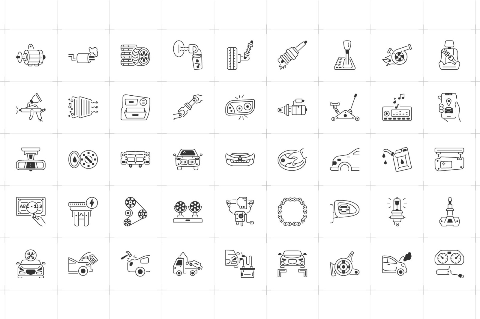 Car Mechanic Icon Collection Car Mechanic Icon Collection