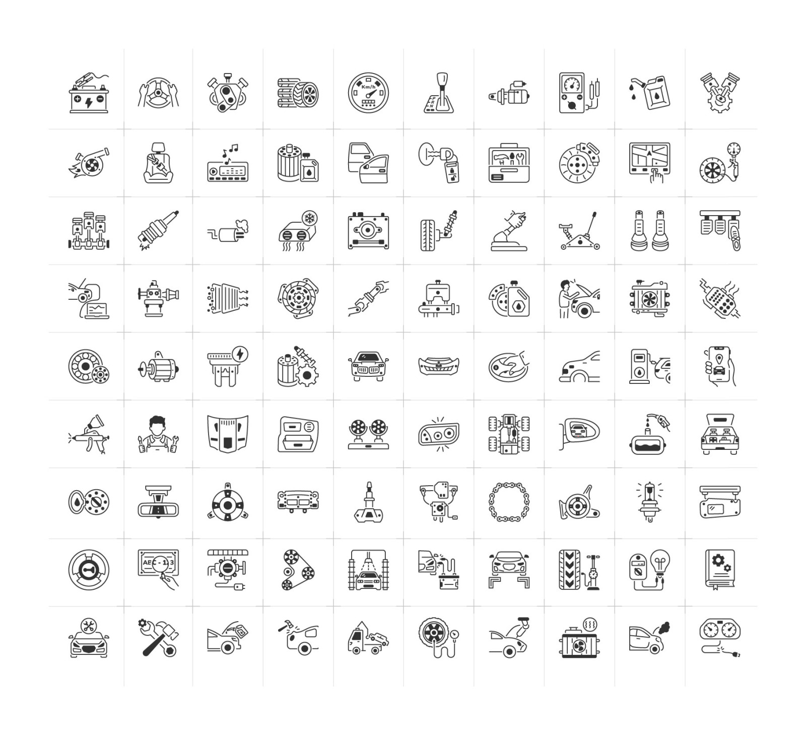 Car Mechanic Icon Collection Car Mechanic Icon Collection