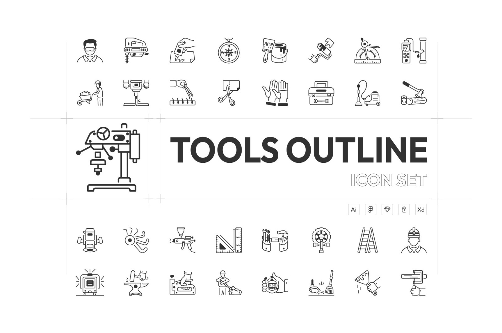 Tools Outline Icon Collection Tools Outline Icon Collection