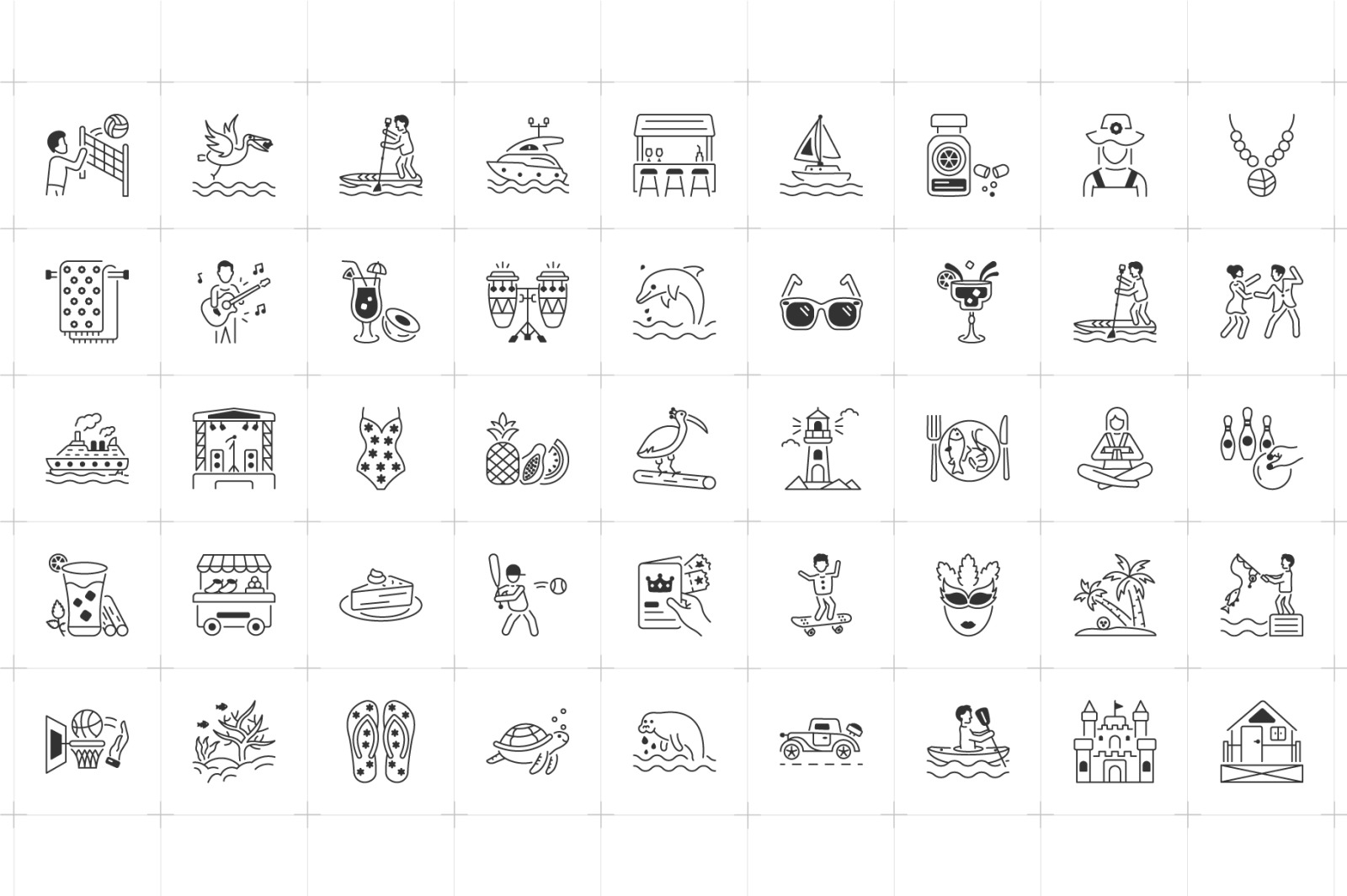 Miami Outline Icon Collection Miami Outline Icon Collection