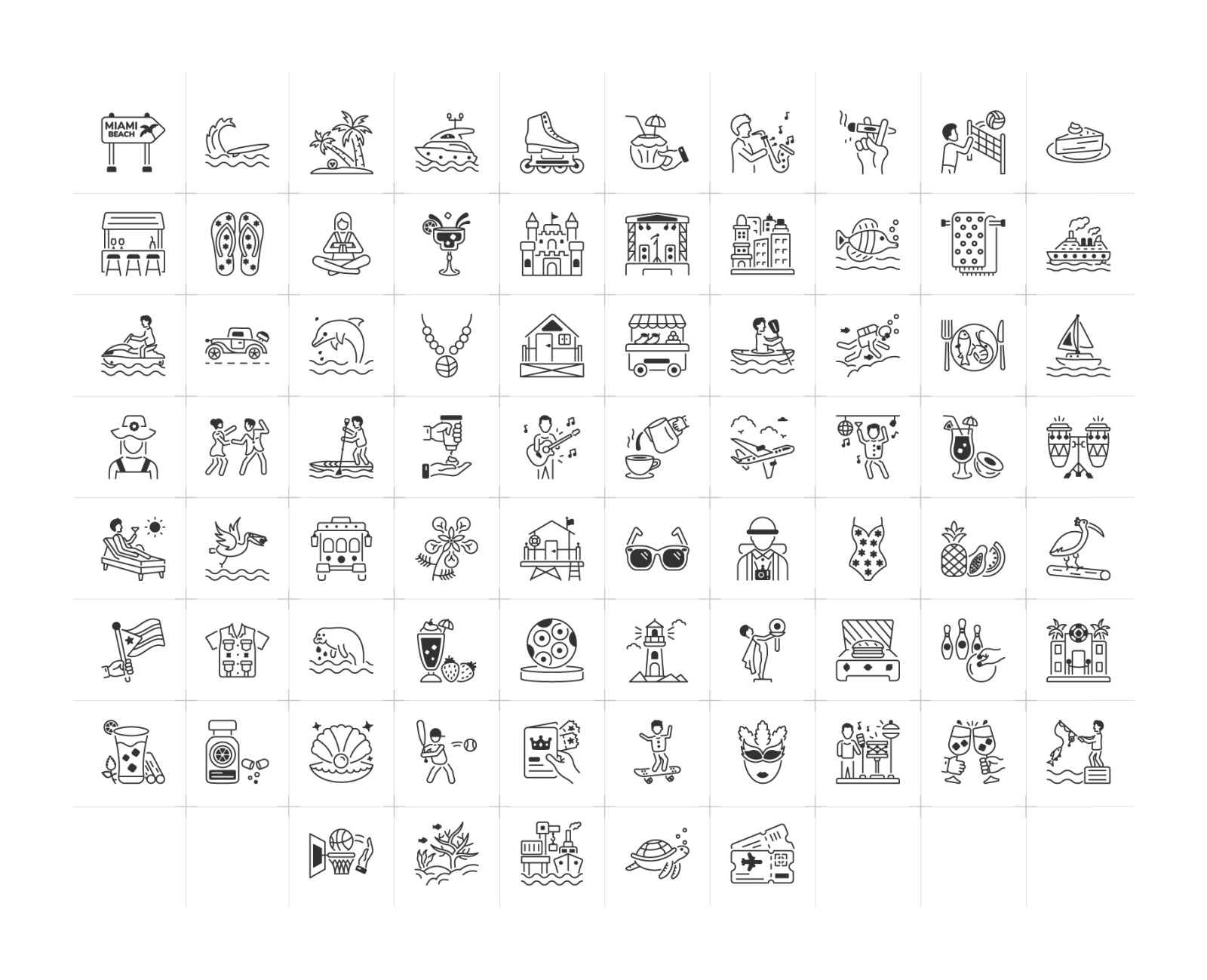 Miami Outline Icon Collection Miami Outline Icon Collection