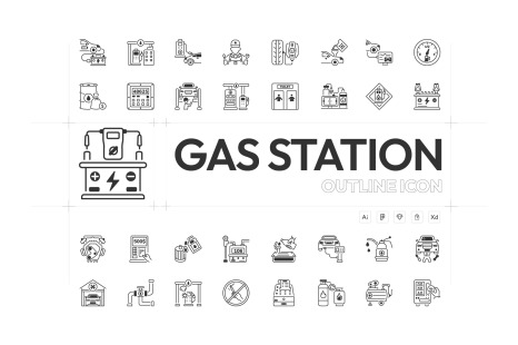 Gas Station Icons - Outline icons