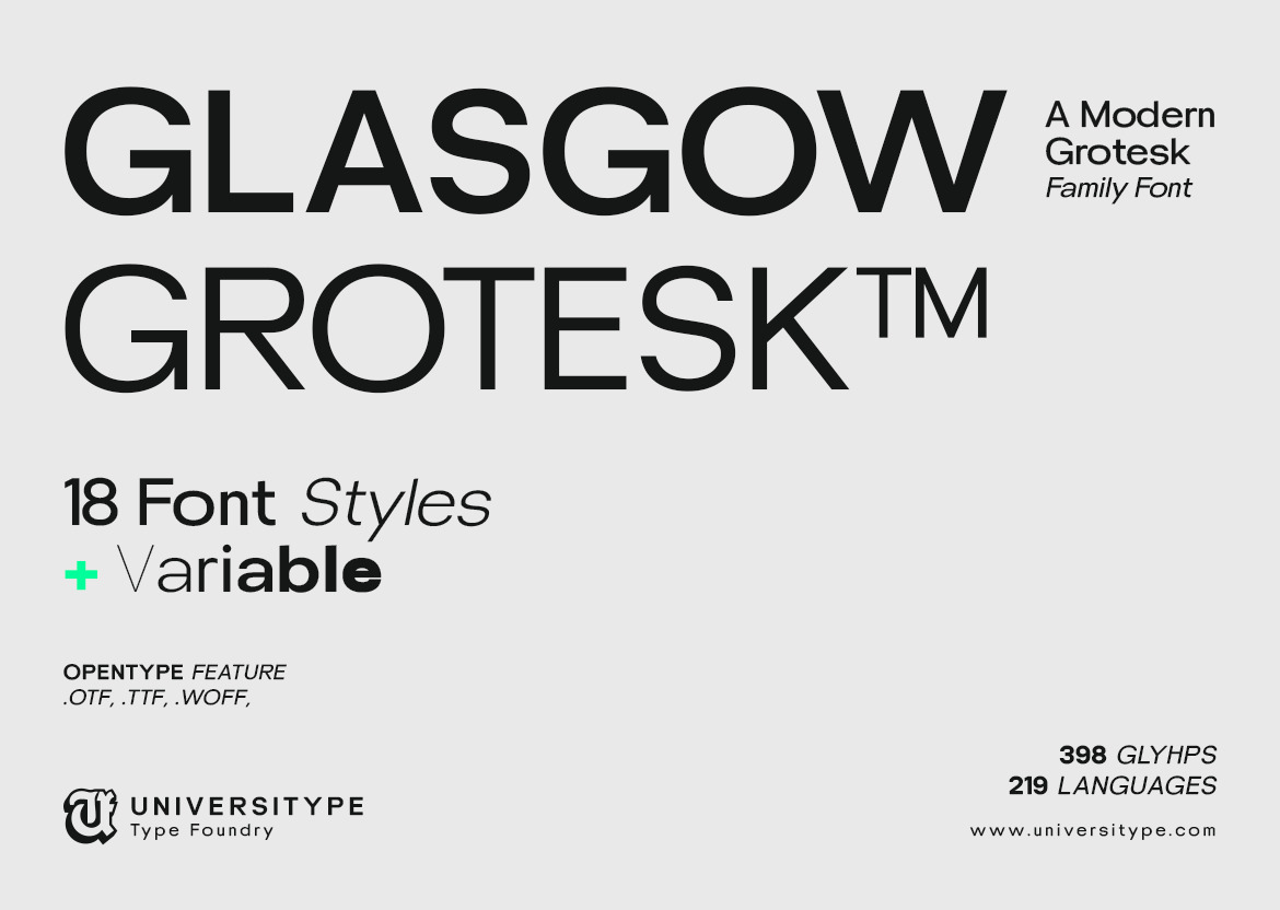 UT Glasgow Grotesk - A Modern Grotesk Family Font