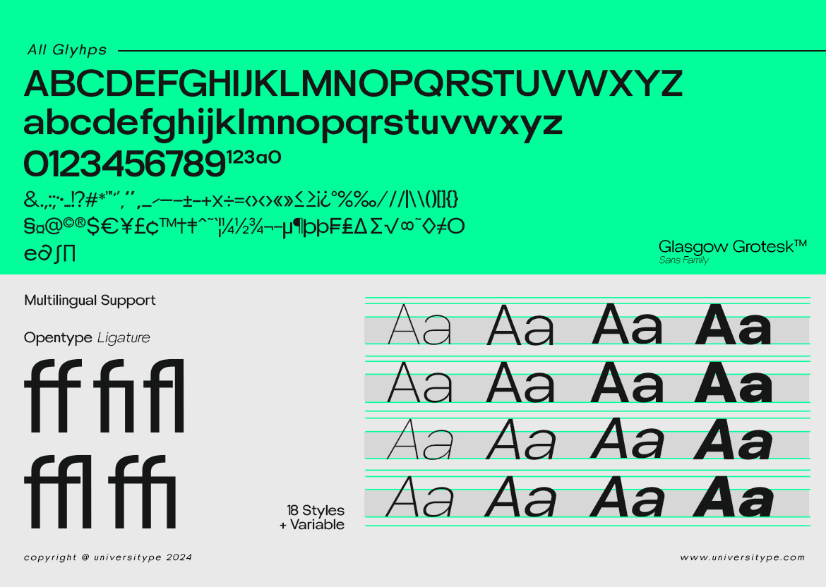 UT Glasgow Grotesk - A Modern Grotesk Family Font