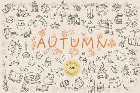 Autumn Hand Drawn Illustrations - Doodle icons