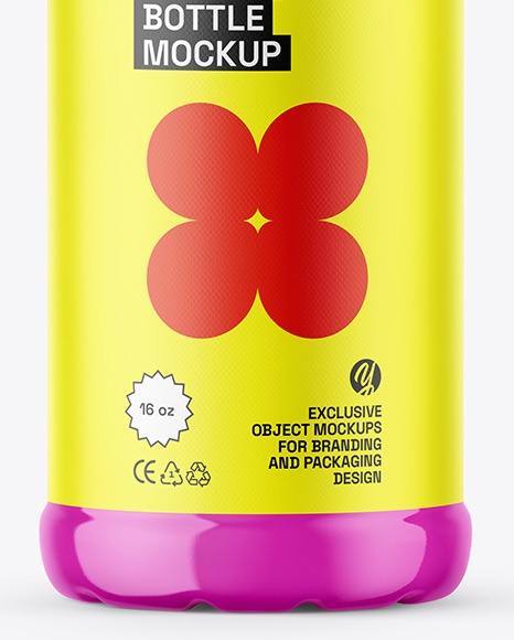 Glossy Plastic 16oz Bottle Mockup