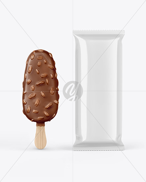 Glossy Flow Pack W/ Ice Cream Mockup