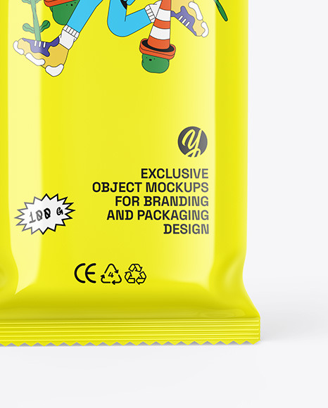 Glossy Flow Pack W/ Ice Cream Mockup