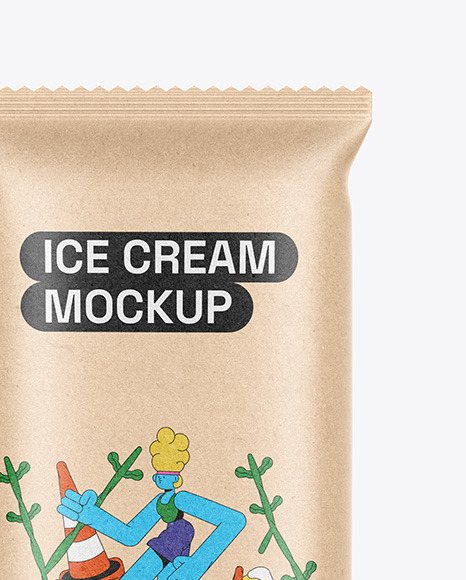Kraft Flow Pack W/ Ice Cream Mockup