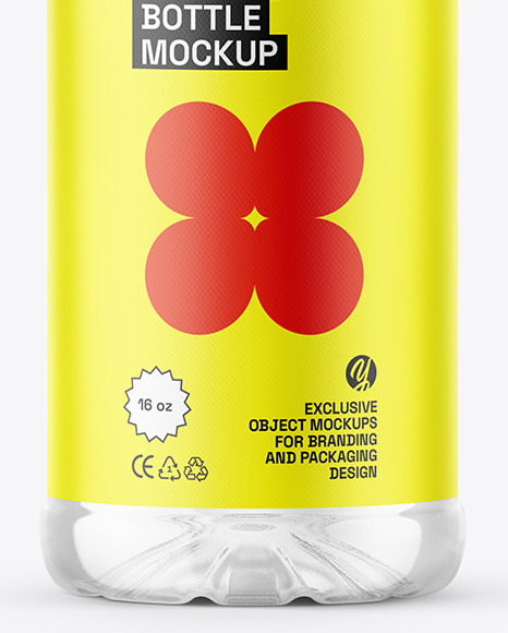 Clear Plastic 16oz Bottle Mockup