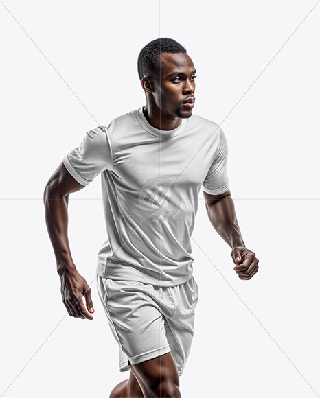 A Soccer Player Wearing a Crew Neck Jersey and Shorts Mockup