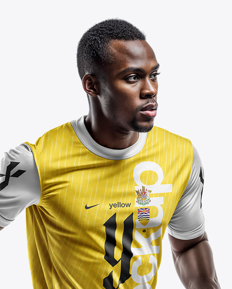 A Soccer Player Wearing a Crew Neck Jersey and Shorts Mockup