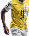 A Soccer Player Wearing a Crew Neck Jersey and Shorts Mockup