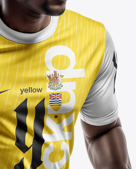 A Soccer Player Wearing a Crew Neck Jersey and Shorts Mockup