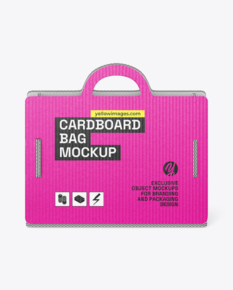 Corrugated Cardboard Bag with Handles Mockup