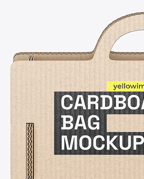 Corrugated Cardboard Bag with Handles Mockup