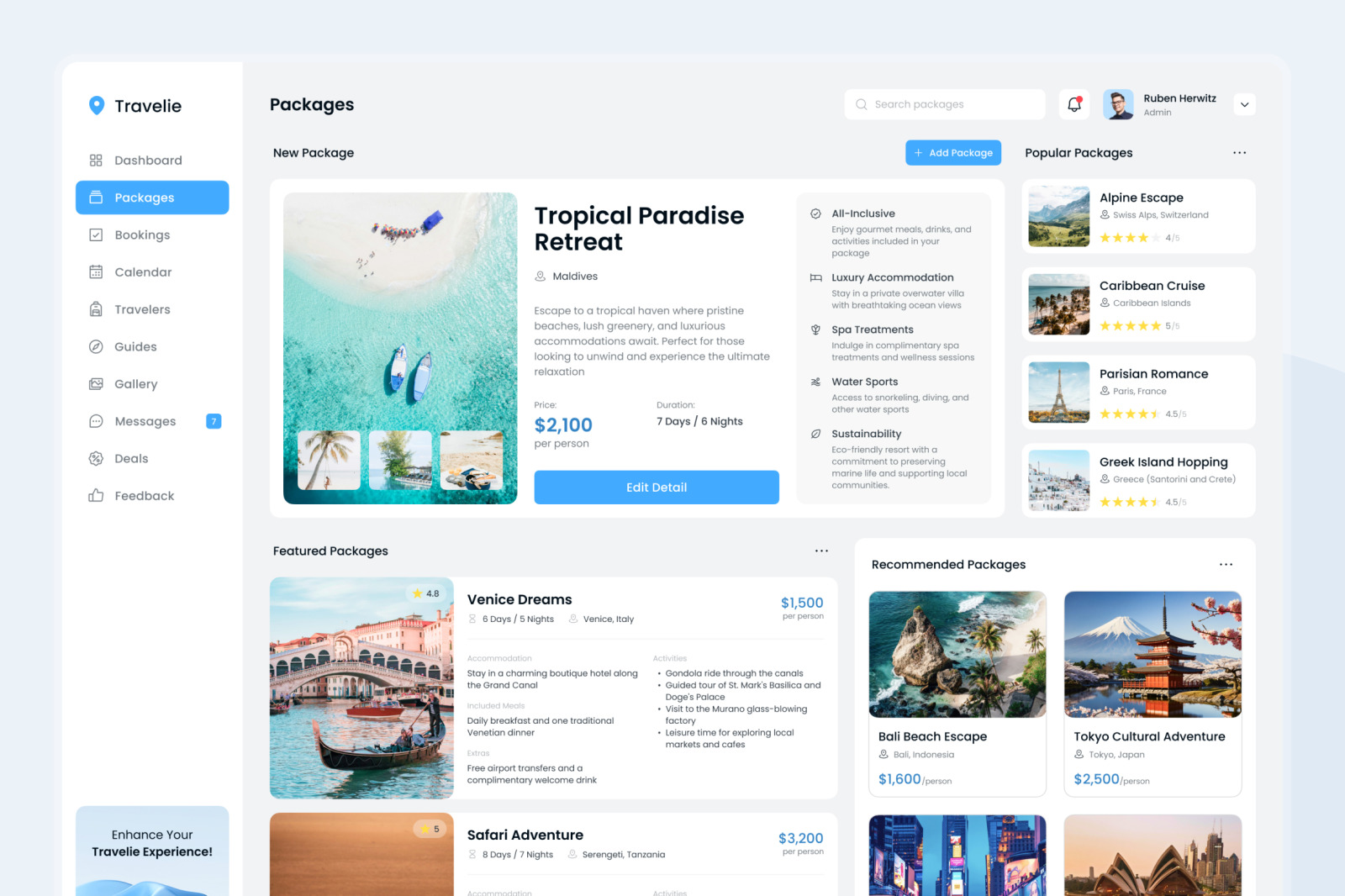 Travelie - Travel Agency Dashboard