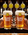 Two Hands Holding Pints of Beer in a Pub Mockup