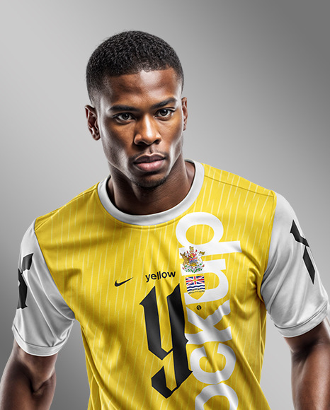 A Soccer Player Wearing a Crew Neck Jersey and Shorts Mockup