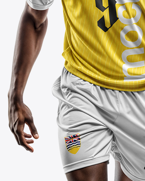 A Soccer Player Wearing a Crew Neck Jersey and Shorts Mockup
