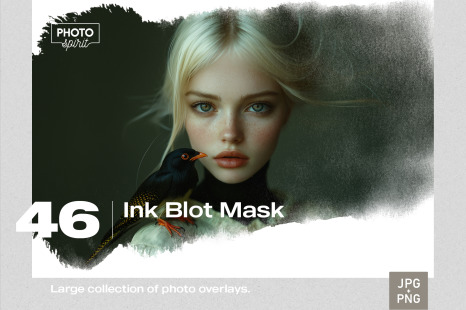 46 Ink Blot Mask Effect JPG and PNG Photo Overlays - Digital photo