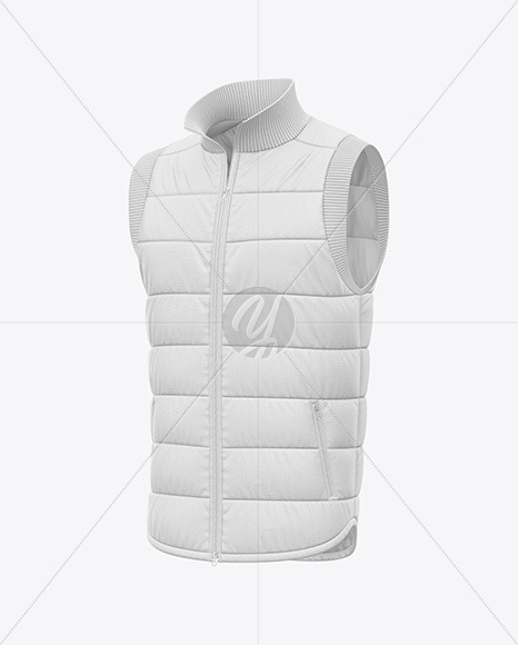 Down Vest Mockup - Front Half Side View