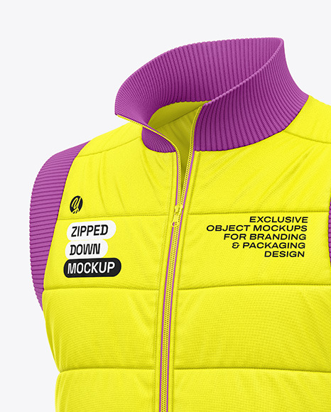 Down Vest Mockup - Front Half Side View