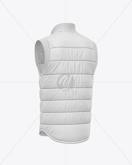 Down Vest Mockup - Back Half Side View
