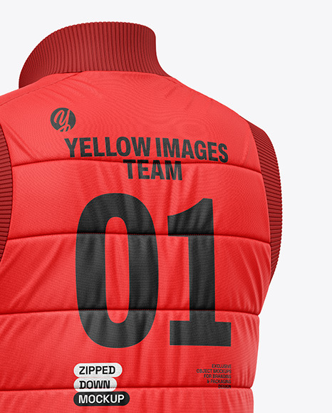 Down Vest Mockup - Back Half Side View
