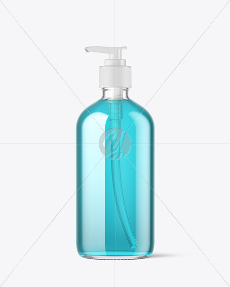 16oz Glass Bottle with Pump Mockup