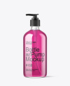 16oz Glass Bottle with Pump Mockup